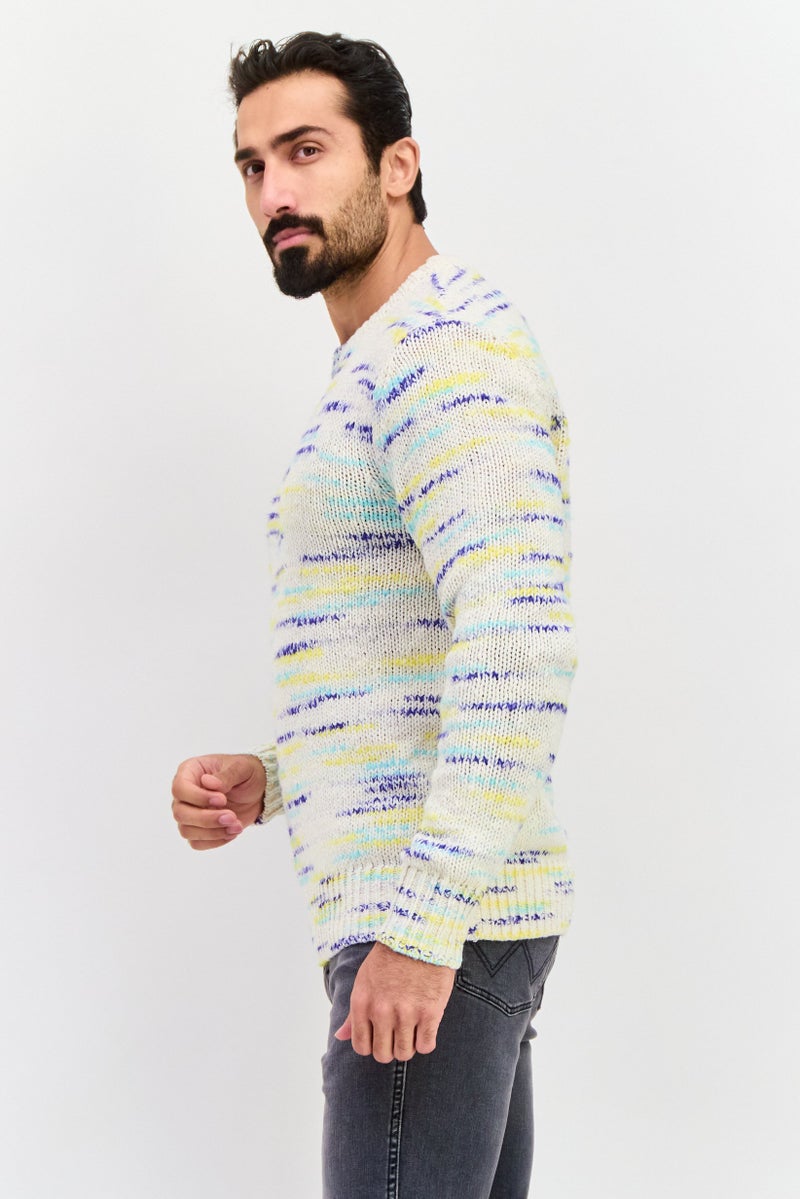 ESPRIT Men Ribbed Collar Knitted Sweater, Light Beige - Image 3