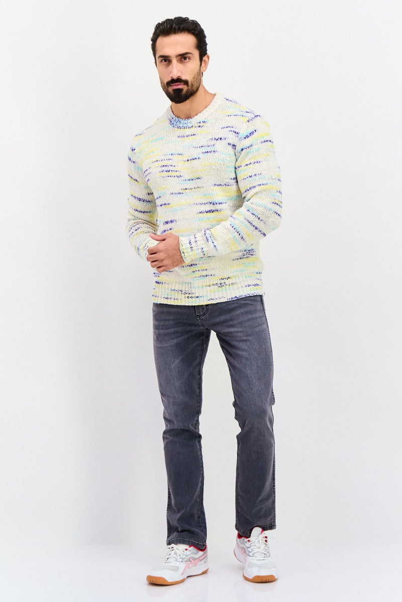 ESPRIT Men Ribbed Collar Knitted Sweater, Light Beige - Image 4