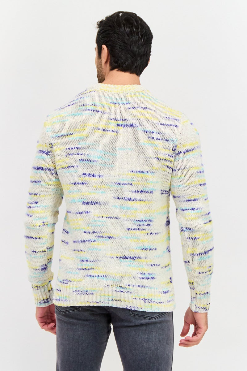 ESPRIT Men Ribbed Collar Knitted Sweater, Light Beige - Image 2