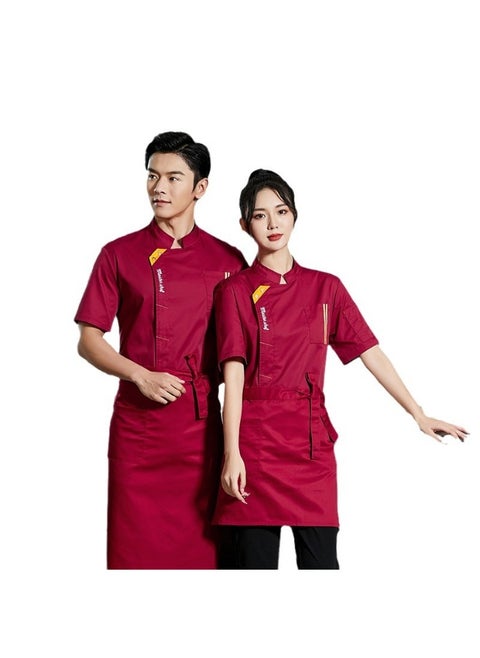 Chef Overalls Men's Kitchen Short Sleeve Hotel Chef Uniform Breathable Mesh Restaurant Chef