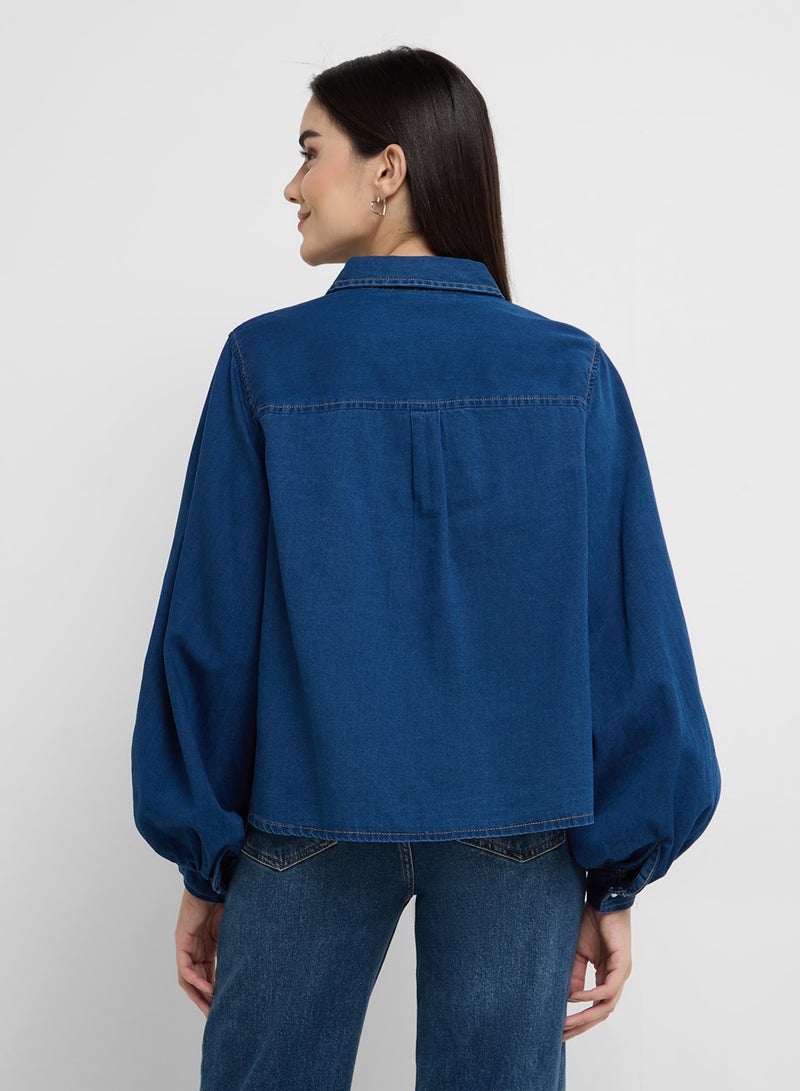 French Connection Zaves Chambray Slv Shirt - Image 2