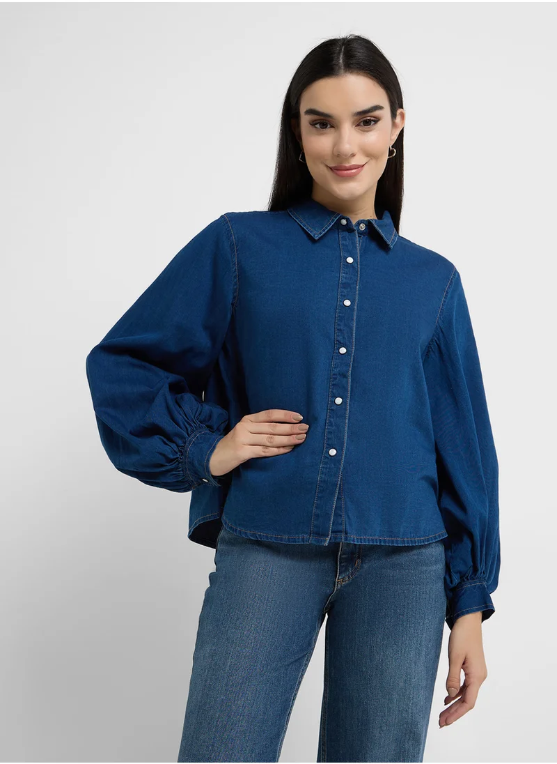 فرنش كونكشن Zaves Chambray Slv Shirt