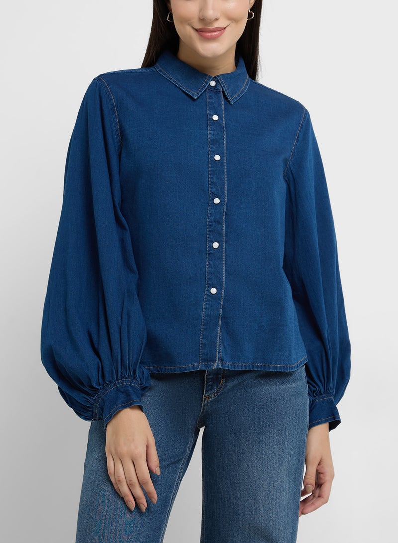 French Connection Zaves Chambray Slv Shirt - Image 3