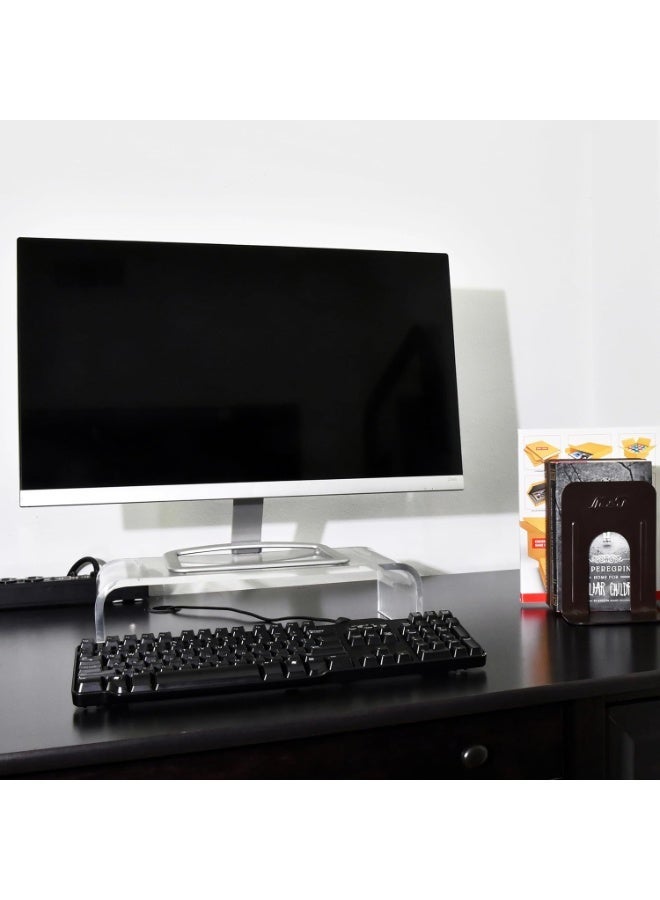 AMT Premium Acrylic Monitor Stand - Clear Monitor Riser للكمبيوتر المحمول / الكمبيوتر الشخصي / الوسائط المتعددة - حامل الأعمال في المكتب المنزلي - Image 5