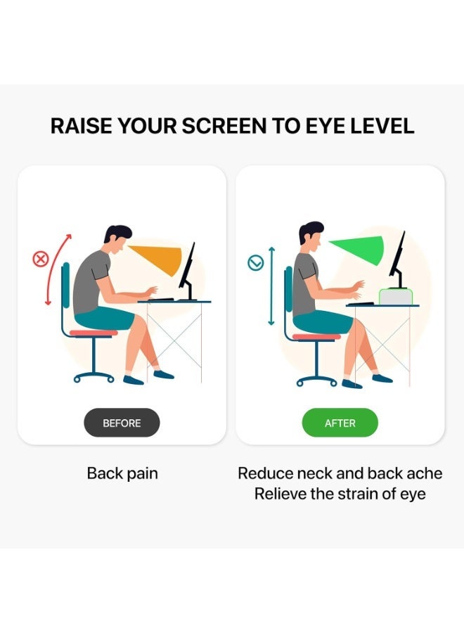 AMT Premium Acrylic Monitor Stand - Clear Monitor Riser للكمبيوتر المحمول / الكمبيوتر الشخصي / الوسائط المتعددة - حامل الأعمال في المكتب المنزلي - Image 2