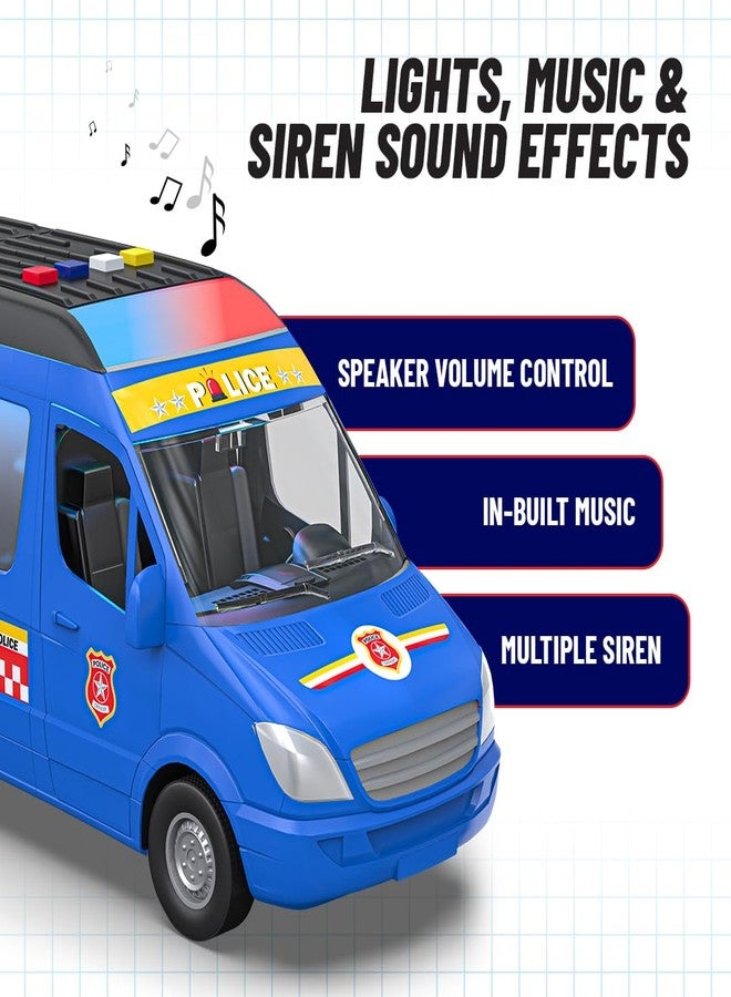 Mirana India Police - Big Toy Van for Kids - Multiple Emergency Sirens - 4 Preloaded Baby Rhymes - Friction Powered Wheels - Detailed Cab Area - Best Cop Car for Boys & Girls (Police Van) - Image 3