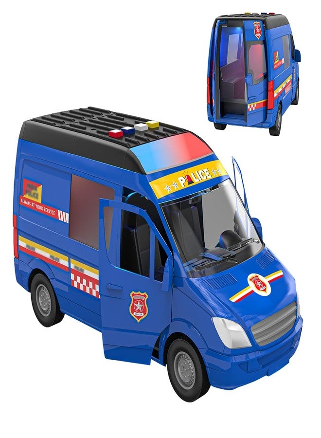 Mirana India Police - Big Toy Van for Kids - Multiple Emergency Sirens - 4 Preloaded Baby Rhymes - Friction Powered Wheels - Detailed Cab Area - Best Cop Car for Boys & Girls (Police Van) - Image 1