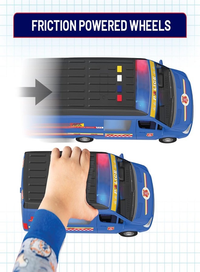 Mirana India Police - Big Toy Van for Kids - Multiple Emergency Sirens - 4 Preloaded Baby Rhymes - Friction Powered Wheels - Detailed Cab Area - Best Cop Car for Boys & Girls (Police Van) - Image 5