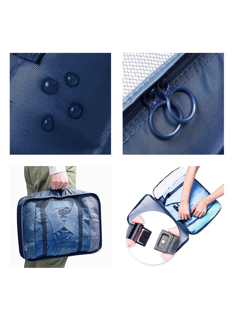 Arabest - Travel Organizer - Set of 7 Portable Reusable Travel Luggage for Suitcase Organizer, Storage Bag, Compression Bag, Travel Bag with Zipper (Navy Blue) - Image 1