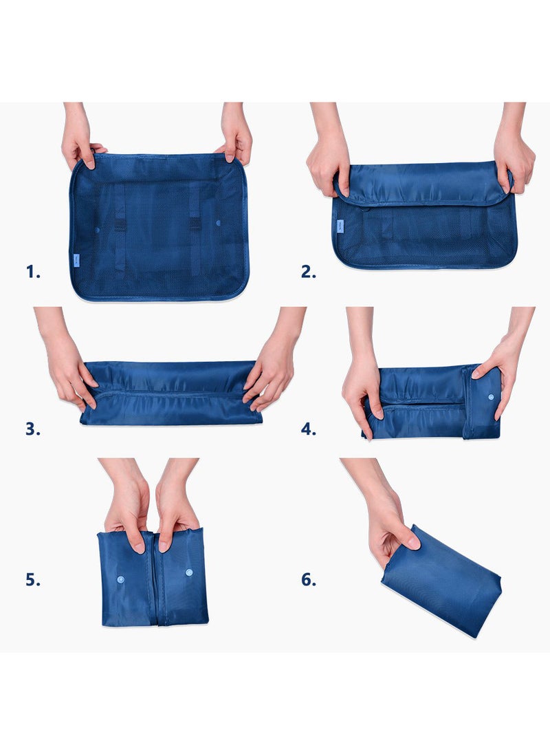 Arabest - Travel Organizer - Set of 7 Portable Reusable Travel Luggage for Suitcase Organizer, Storage Bag, Compression Bag, Travel Bag with Zipper (Navy Blue) - Image 1