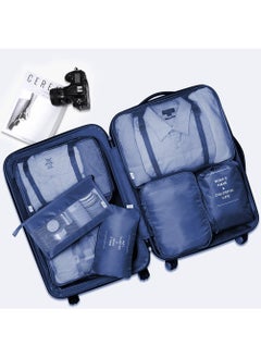 Arabest Travel Organizer - Set of 7 Portable Reusable Travel Luggage for Suitcase Organizer, Storage Bag, Compression Bag, Travel Bag with Zipper (Navy Blue)  - Image 5