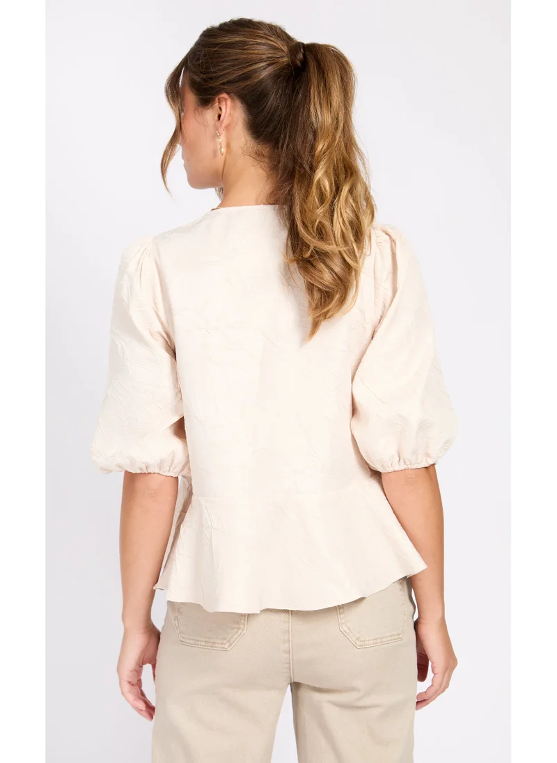 Little Mistress Crew Neck Puff Sleeve Top