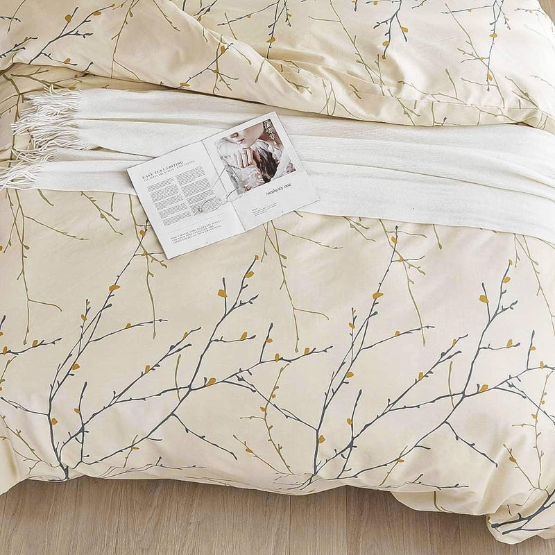 OAITE Duvet Cover Set,100% Cotton Comforter Cover with Floral Pattern Duvet Cover Set,Soft Bedding Set Includes with 3 Piece (2 Pillow Shams,1 Duvet Cover) - Image 3