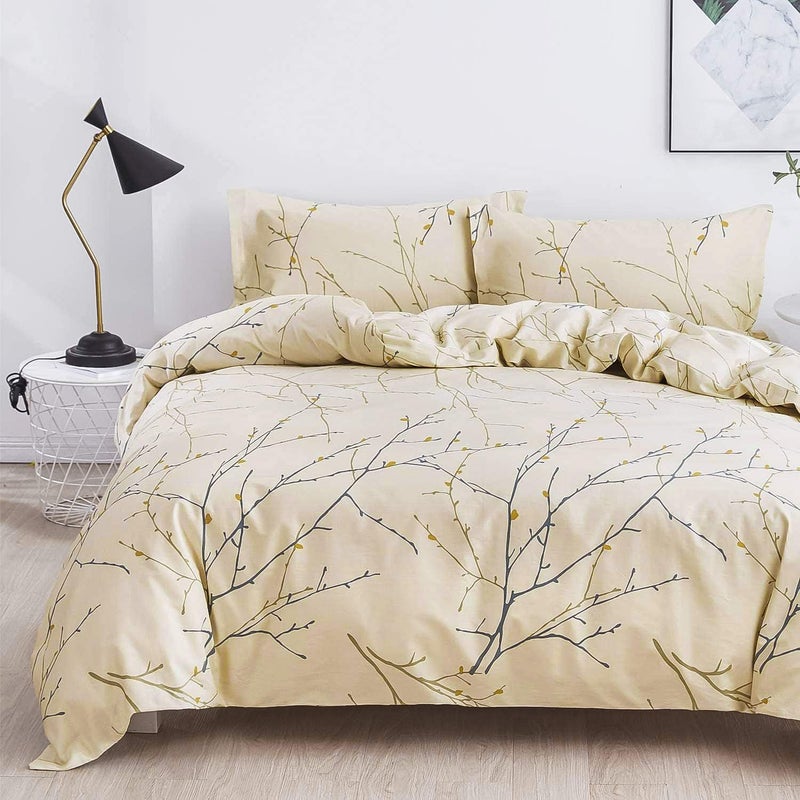 OAITE Duvet Cover Set,100% Cotton Comforter Cover with Floral Pattern Duvet Cover Set,Soft Bedding Set Includes with 3 Piece (2 Pillow Shams,1 Duvet Cover) - Image 1