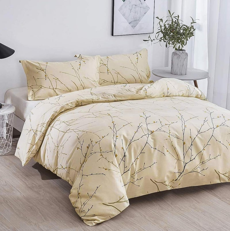OAITE Duvet Cover Set,100% Cotton Comforter Cover with Floral Pattern Duvet Cover Set,Soft Bedding Set Includes with 3 Piece (2 Pillow Shams,1 Duvet Cover) - Image 2