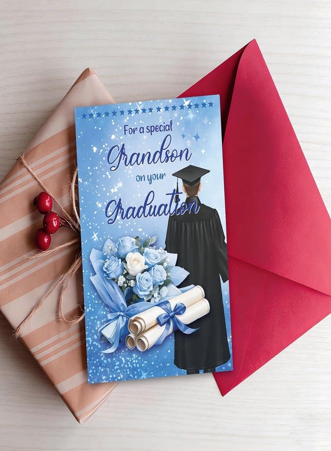 ATTLVV Grandson Graduation Card, Graduation Gift for Grandson, Congratulations Card with Printed Message Inside, with Luxury Red Envelope and Gold Seal Sticker - Image 5