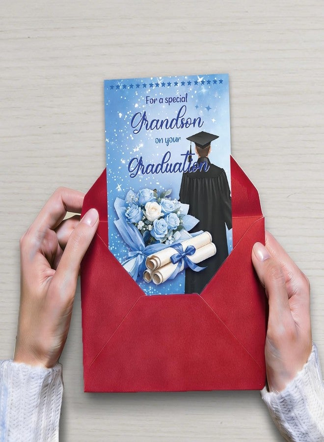 ATTLVV Grandson Graduation Card, Graduation Gift for Grandson, Congratulations Card with Printed Message Inside, with Luxury Red Envelope and Gold Seal Sticker - Image 4