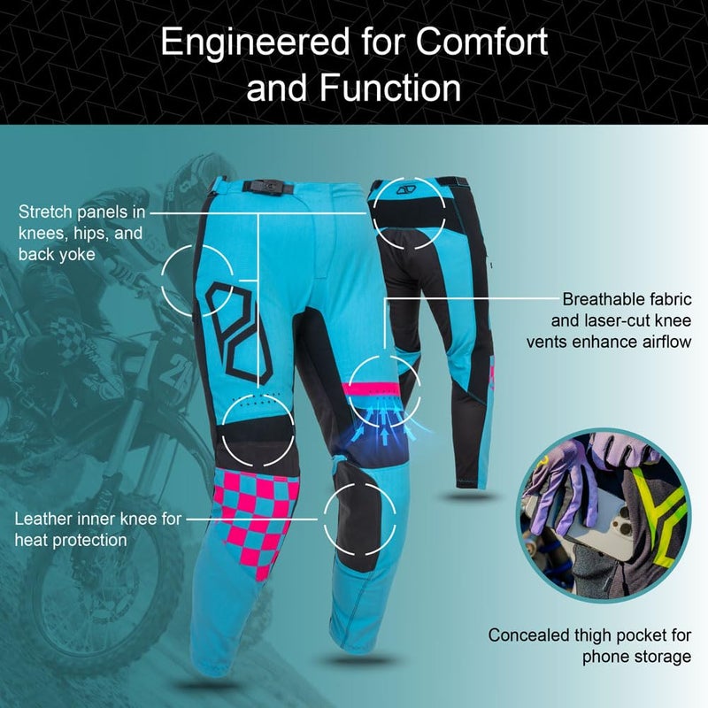 MSR Women's Nova Dirt Bike Motocross MTB Pants Size 5/6 Black/Purple - Image 5