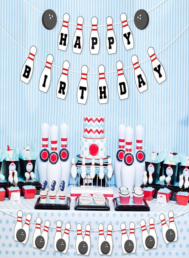Blisstock Bowling Birthday Party Decorations Set Happy Birthday Bowling Banner Garlands Bowling Happy Birthday Banner Bowling Alley Themed Garlands for Boys Birthday Party Baby Shower Fun Party Supplies - Image 2