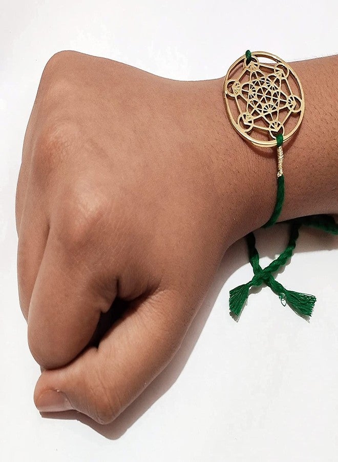 ATHZ راخي نحاسي من ATHZ مع خيط أخضر لون شقرا القلب لـ Bhaiya Rakhis Cutwork قرص نحاسي لراكشاباندان - Image 2