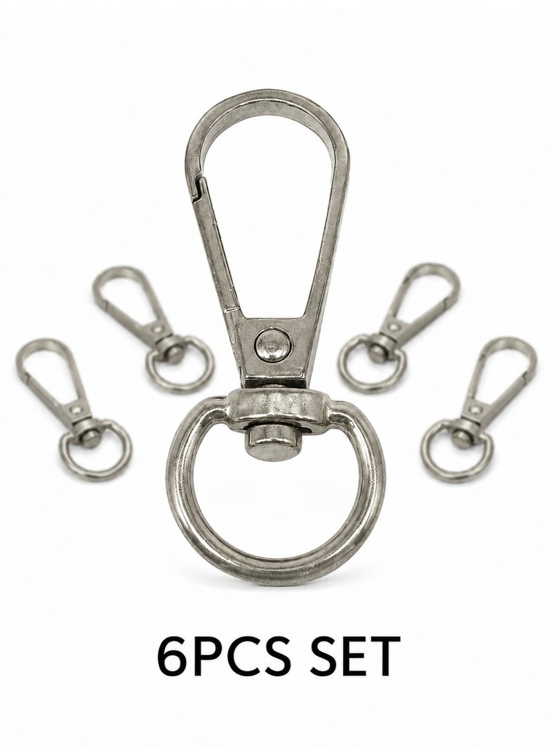 6PCS Metal Swivel Snap Hook with Key Ring for Bags Keychains and DIY Crafts, Silvery - Image 1