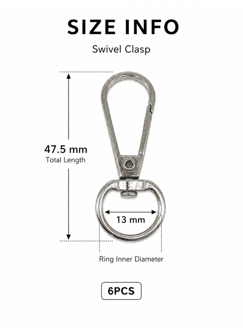 6PCS Metal Swivel Snap Hook with Key Ring for Bags Keychains and DIY Crafts, Silvery - Image 4