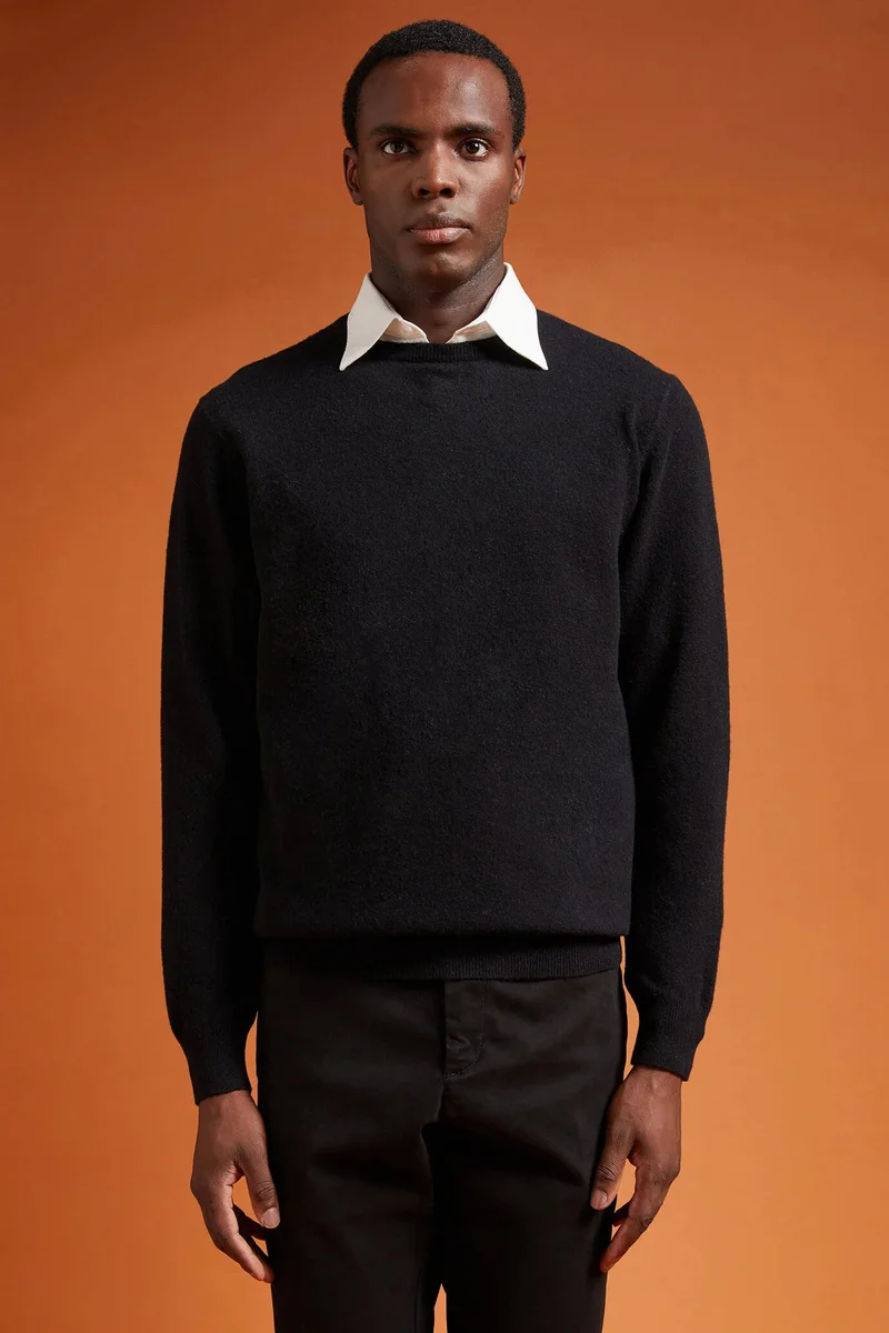 دوبل غانغر Men's regular fit lambswool jumper - Black