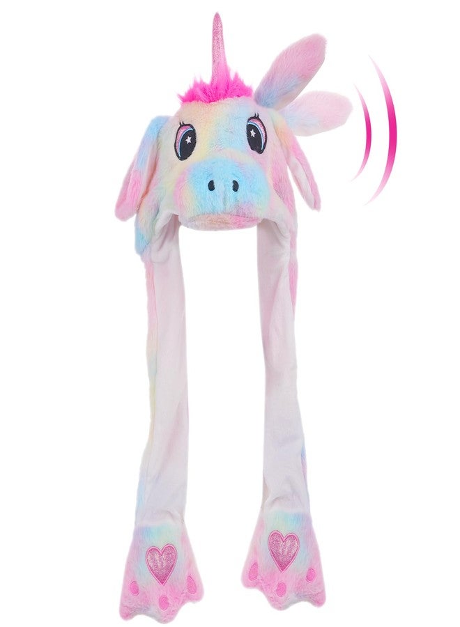 CICITOYWO Funny Plush Animal Unicorn Hat Ear Moving Jumping Hats Cute Flap Cap Unisex Gift for Kids Adults (Multi Color) - Image 1