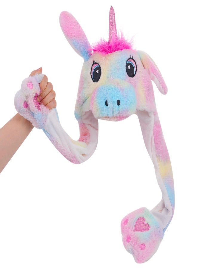 CICITOYWO Funny Plush Animal Unicorn Hat Ear Moving Jumping Hats Cute Flap Cap Unisex Gift for Kids Adults (Multi Color) - Image 3