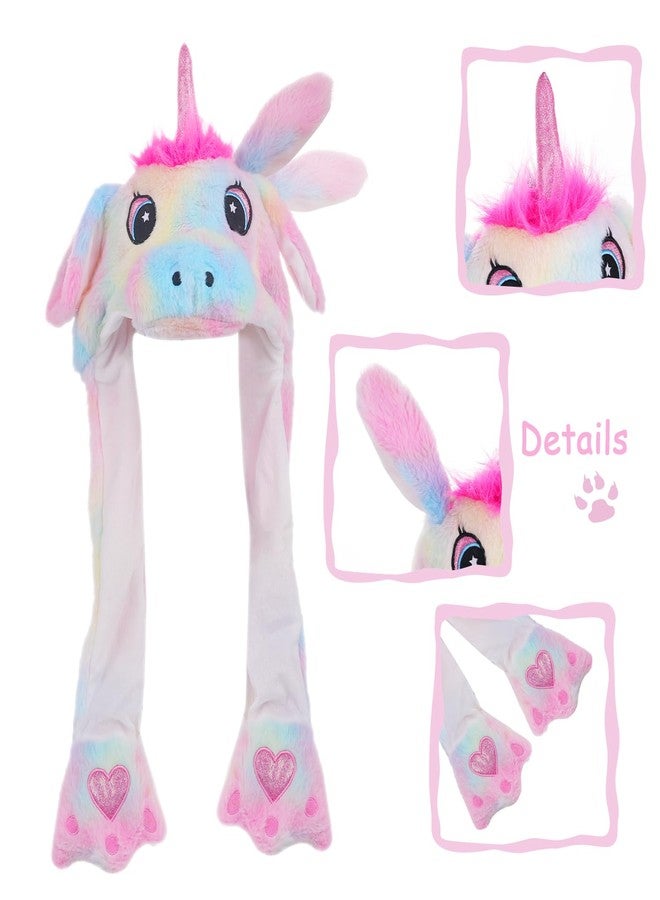 CICITOYWO Funny Plush Animal Unicorn Hat Ear Moving Jumping Hats Cute Flap Cap Unisex Gift for Kids Adults (Multi Color) - Image 2