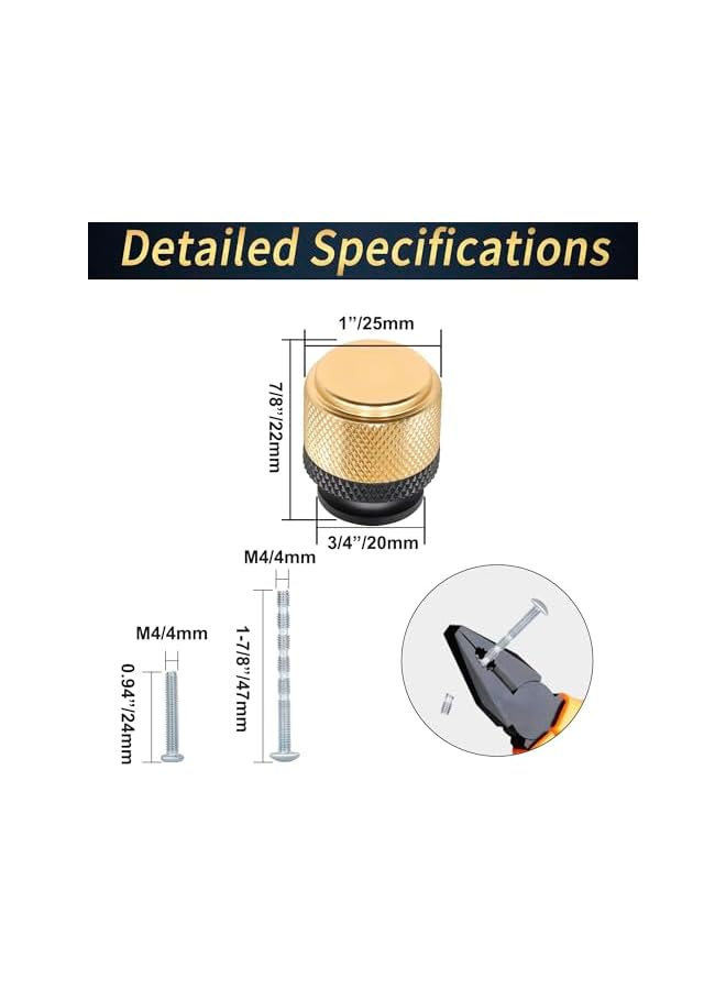 promass 12 Pack Knurled Cabinet Knobs, Kitchen Cabinet Knobs, Modern Decorative Drawer Knobs, Modern Dresser Knobs Knurled Cabinet Hardware - 1 Inchfor Kitchen Bedroom Cupboard, Black & Gold - Image 5