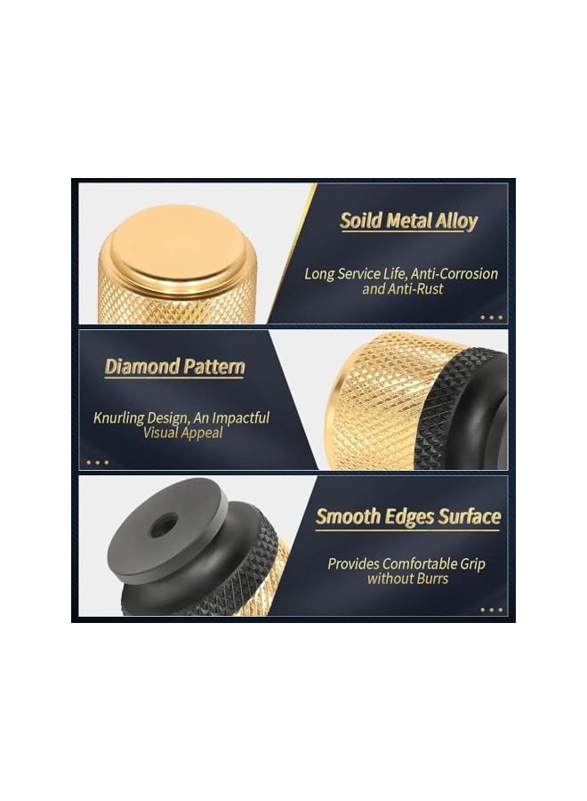 promass 12 Pack Knurled Cabinet Knobs, Kitchen Cabinet Knobs, Modern Decorative Drawer Knobs, Modern Dresser Knobs Knurled Cabinet Hardware - 1 Inchfor Kitchen Bedroom Cupboard, Black & Gold - Image 3