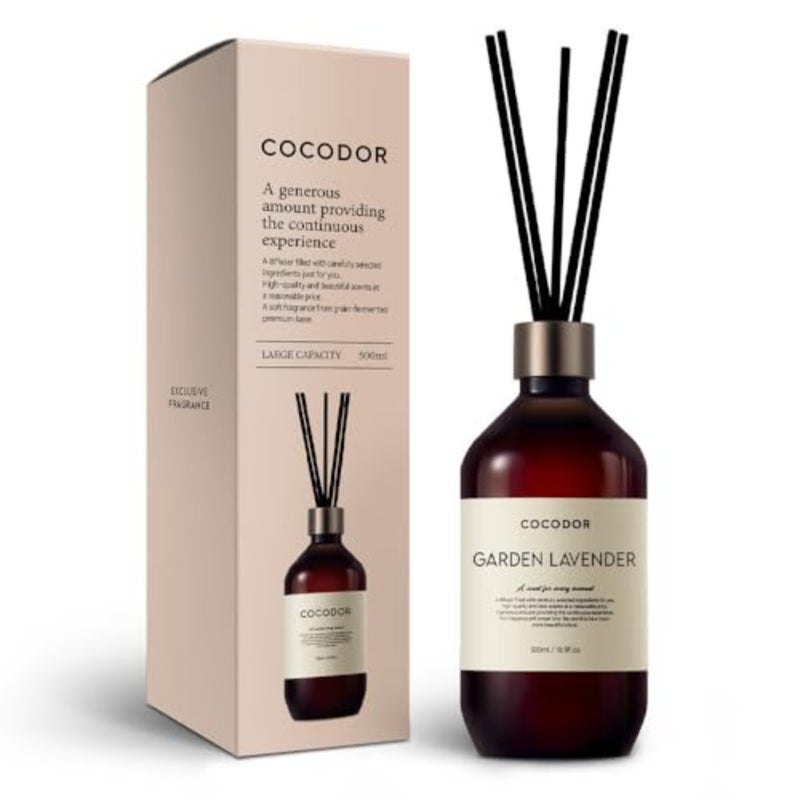 Premium Reed Diffuser/16.9oz 500ml /1 Pack/Fragrance Scent Essential Oil with Stick Diffuser Set for Home Bathroom Shelf Décor (Garden Lavender) - Image 1