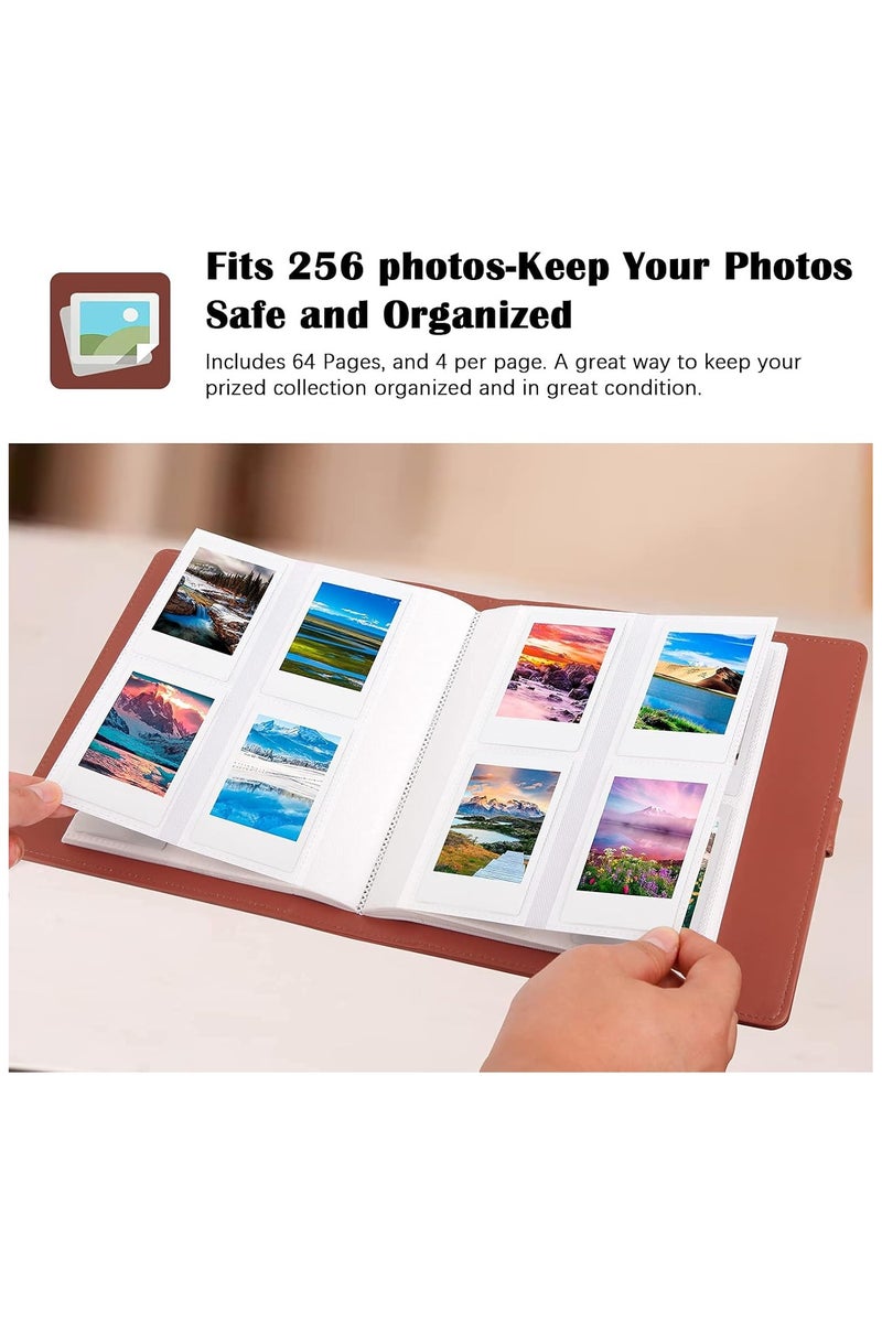 VKL 256 Pockets Photo Album for Fujifilm Instax Mini LiPlay 11 90 70 50S 26 25 9 8+ 8 7S Instant Camera for Polaroid SnapTouch PIC-300 Z2300 Mint Zip Instant Camera Printer (Brwon) - Image 4
