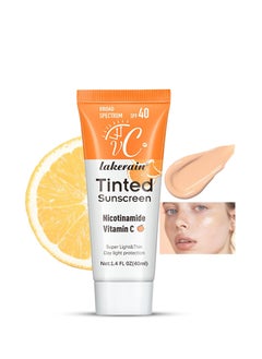 lakerain Tint-ed-Face Sunscreen SPF 40丨Hydrating Sunscreen for Face with Vitamin C丨Facial Sunscreen Moisturizing Lightweight, No Sticky Travel Size Long Lasting Protection Face and All Body 1.4 Fl Oz  - Image 1
