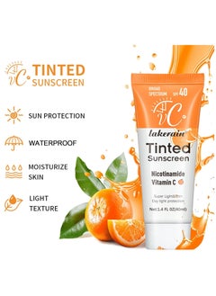 lakerain Tint-ed-Face Sunscreen SPF 40丨Hydrating Sunscreen for Face with Vitamin C丨Facial Sunscreen Moisturizing Lightweight, No Sticky Travel Size Long Lasting Protection Face and All Body 1.4 Fl Oz  - Image 3