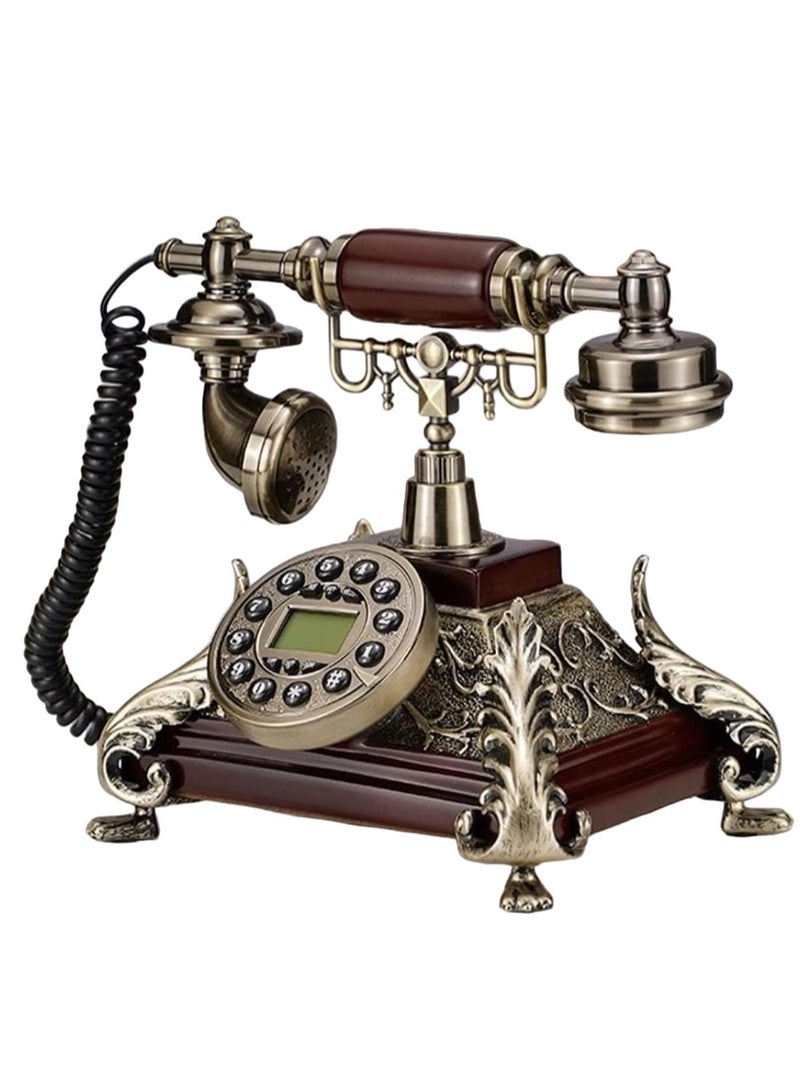 Vintage Retro Antique Landline Phone with Majestic Design, Vintage Telephone European Style Landline Old Fashion Wired Fixed Telephone Holiday Home Office Cafe Bar Decoration - Image 1