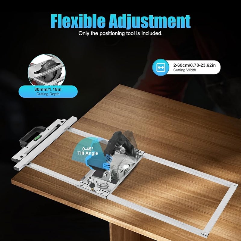 دليل منشار دائري 4 بوصة، دليل حافة، لوحة قطع تموضع، أداة للخشب، ألواح الجبس، البلاط، فضي - Image 4