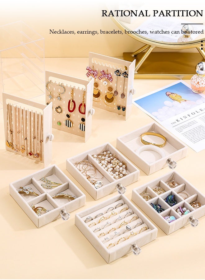 DUNISO Jewelry Storage Box, 5 Tier Large Jewelry Box for Women, Acrylic Jewelry Organizer with 5 Velvet Drawers, Large Side Drawers, Jewelry Storage Case for Necklaces Rings Earring, Gifts for Women Girls Mothers - Image 5