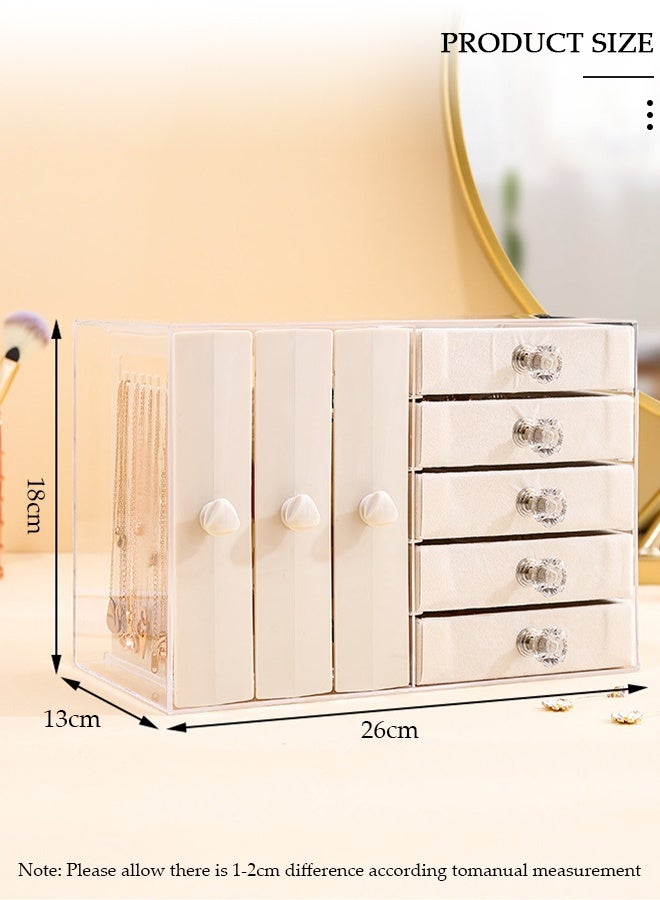 DUNISO Jewelry Storage Box, 5 Tier Large Jewelry Box for Women, Acrylic Jewelry Organizer with 5 Velvet Drawers, Large Side Drawers, Jewelry Storage Case for Necklaces Rings Earring, Gifts for Women Girls Mothers - Image 2