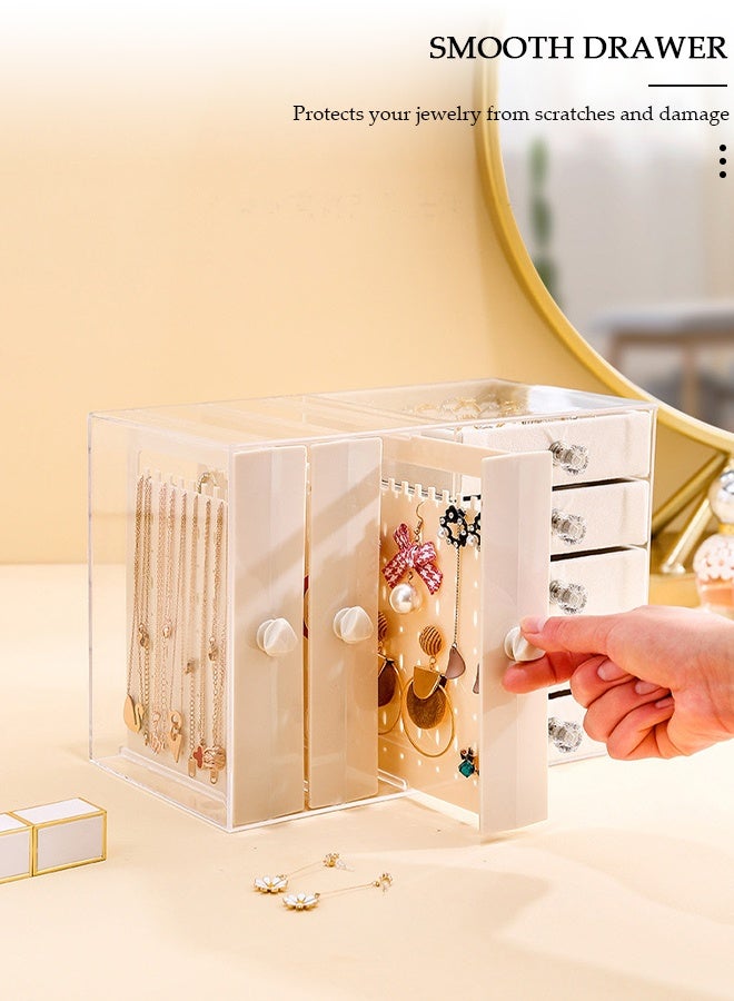 DUNISO Jewelry Storage Box, 5 Tier Large Jewelry Box for Women, Acrylic Jewelry Organizer with 5 Velvet Drawers, Large Side Drawers, Jewelry Storage Case for Necklaces Rings Earring, Gifts for Women Girls Mothers - Image 4