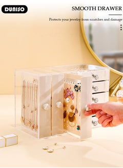DUNISO Jewelry Storage Box, 5 Tier Large Jewelry Box for Women, Acrylic Jewelry Organizer with 5 Velvet Drawers, Large Side Drawers, Jewelry Storage Case for Necklaces Rings Earring, Gifts for Women Girls Mothers  - Image 3