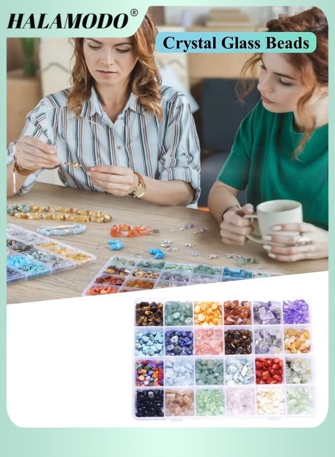 HALAMODO Crystal Glass Beads Crystal Chips Beads Ring Making Kit Multi Colors Gemstone Crystal Beads Faceted Crystal Beads for Jewelry Making - Image 1