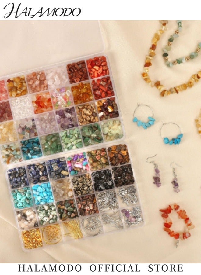 HALAMODO Crystal Glass Beads Crystal Chips Beads Ring Making Kit Multi Colors Gemstone Crystal Beads Faceted Crystal Beads for Jewelry Making - Image 3