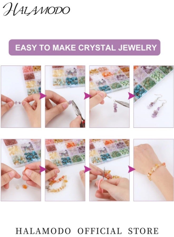 HALAMODO Crystal Glass Beads Crystal Chips Beads Ring Making Kit Multi Colors Gemstone Crystal Beads Faceted Crystal Beads for Jewelry Making - Image 4