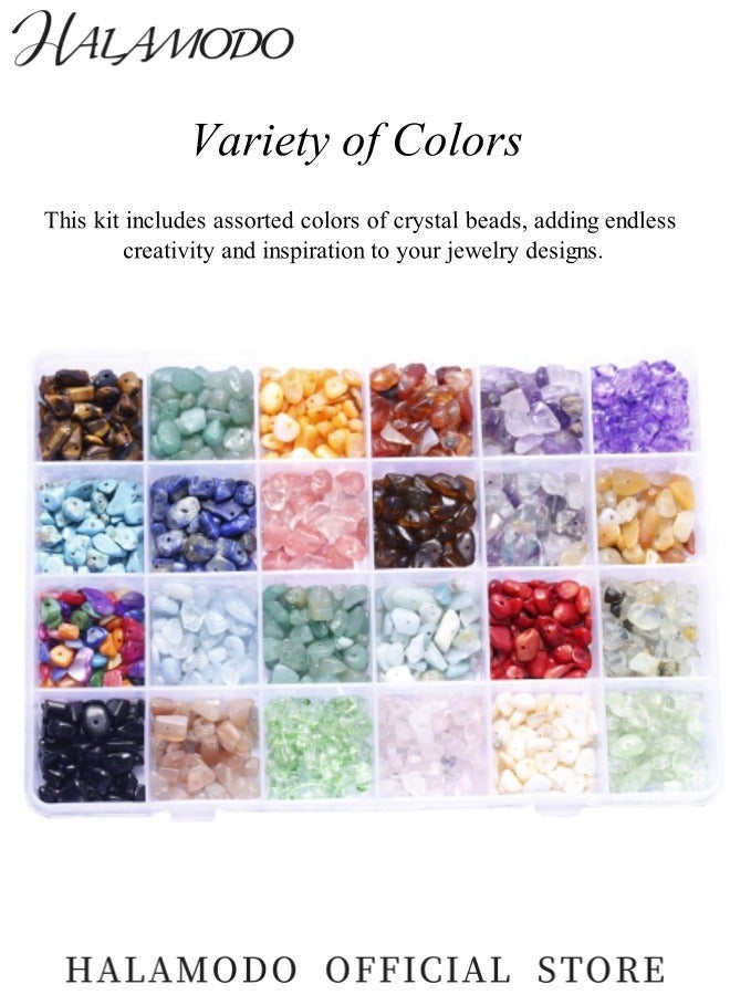 HALAMODO Crystal Glass Beads Crystal Chips Beads Ring Making Kit Multi Colors Gemstone Crystal Beads Faceted Crystal Beads for Jewelry Making - Image 2