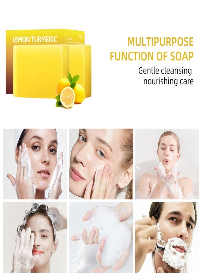 YAFUSIPE Turmeric Kojic Lemon Soap 7OZ/200g Organic Turmeric Soap Bars Face Facial Cleanser Body Wash Hand Bath Natural Acid Bars for Dark Pimple Blemishes Even Skin Tone Spots Bright for Under Arm - Image 4