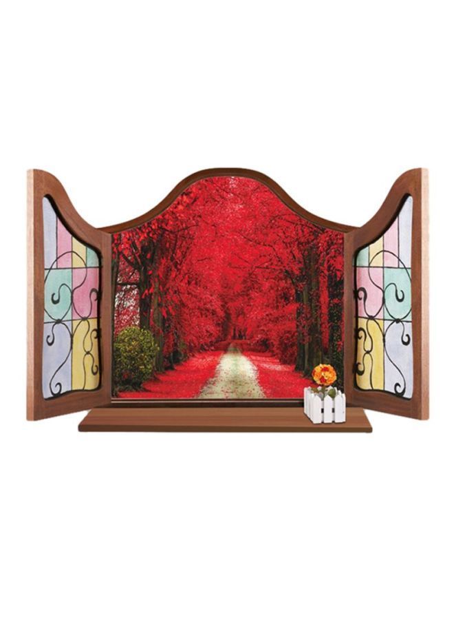 NIBEMINENT Leaf View Window Wall Sticker Red/Brown/Yellow 90x60centimeter - Image 1