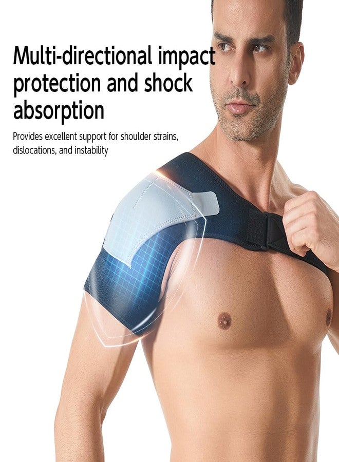 RUNZI Shoulder Stability Brace Adjustable Shoulder Support with Pressure Pad, Light Breathable Neoprene Rotator Cuff Shoulder Support for Sport, Dislocated AC Joint, Labrum Tear, Shoulder Pain-Grey - Image 2