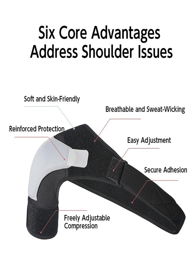 RUNZI Shoulder Stability Brace Adjustable Shoulder Support with Pressure Pad, Light Breathable Neoprene Rotator Cuff Shoulder Support for Sport, Dislocated AC Joint, Labrum Tear, Shoulder Pain-Grey - Image 4